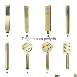 Other Faucets Showers Accs Faucets Brushed Gold Hand Held Shower Head Bathroom Finished Brass Or Stainless Steel Rain Spray Bath Dhw1V