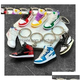 Designer 83 Styles 3D Basketball Shoes Keychain Stereoskopiska sneakers Keychains for Women Bag Pendant Mini Sport Shoe Keyring S4AX DR DHQT2