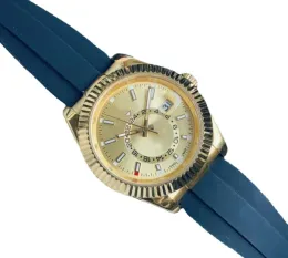 Mens Automatic Mechanical Watch rostfritt stål Kalender 42mm Sky Dweller Classic Blue Dial Business Master Wristwatches Top Quality Women Watches