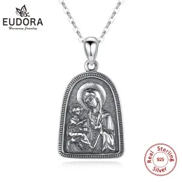 Collane Eudora Sterling Sier Icona in rilievo a forma di arco Ciondolo vintage Collana Nostra Signora di Gerusalemme per uomo Donna Gioielleria raffinata D5