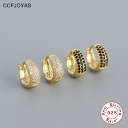 イヤリングccfjoyas 8.5mm 925スターリングシルバーパンクロックジルコンUshaped Small HoopEarringsヨーロッパとアメリカのメタルスタイルの高級ジュエリー