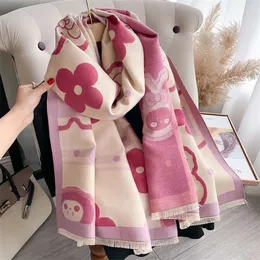Розовый кремовый кашемировый шарф в стиле милой девушки для женщин, новая зимняя универсальная шаль высокого класса с утолщенным теплым воротником