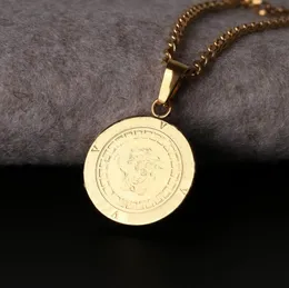 moda hip hop mens collane con pendente gioielli oro argento acciaio inossidabile moneta cerchio collana a catena per uomo