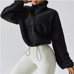여성 LL- 재킷 요가 복장 피트니스웨어 탑 스웨트 셔츠 스포츠웨어 자켓 야외 캐주얼 성인 긴 소매 운동 스탠드 칼라 드로 스트링