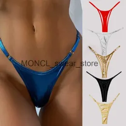 Women's Swimwear Thong Women Bikini Bottoms Solid Black Gold Triangle Swimsuit Sexy T-back Female Pool Swimming Panties Beachwear 2024H24222