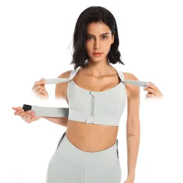 BRAS Women Sports Bras Tights Crop Top Yoga Vest Front Zipper Plus Size Justerbar remssacksäker Gym Fiess Athletic Brassiere