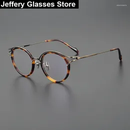 Sonnenbrillenrahmen Japanische handgefertigte Titanacetat-Brillenrahmen Männer Frauen Vintage Runde verschreibungspflichtige Brillen Myopie-Brillen Brillen