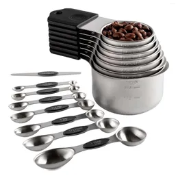 Bowls Magnetic Measuring Cups And Spoons Set Including 7 Cup With 1 Leveler For Dry Liquid