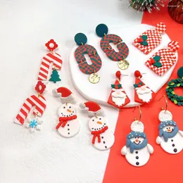 Dangle Earrings AENSOA Handmade Christmas Ploymer Clay Drop For Women Girls Santa Claus Snowman Geometric Party Jewelry Gift