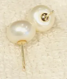 Earrings 14k 910mm Pearl Pillar Perforated Earrings Pair