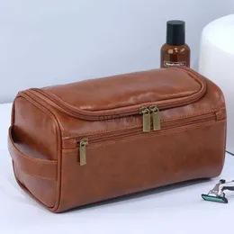 Cosmetic Bags Men PU Leather Waterproof Makeup Bag Women Travel Hanging Cosmetic Bag Toiletry Organizer Skin Care Product Storage Box Cases zln240222