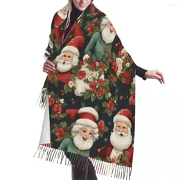 Scarves Printed Santa And Mrs Claus Christmas Holiday Pattern Scarf Women Men Winter Fall Warm Fashion Versatile Shawls Wraps