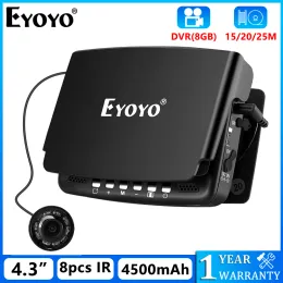 Cercatori Eyoyo Ef43a Fish Finder subacqueo con funzione DVR Display a colori da 4,3 pollici HD 1000tvl Retroilluminazione controllabile Telecamera IR Pesca sul ghiaccio