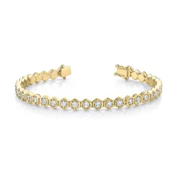 Strands 2024 New Fashion Geometry Square 5A Cubic Zirconia CZ Pavimented Bracelet for Women Gold Color Chowm Hiphop Banglet Wholesale