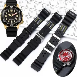 الساعات الأخرى حزام سيليكون ناعم للمواطن ND Diving Watch Mens Sports Sports Barracelet 20 22 24mm Resin Watch Accessory J240222