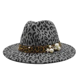Wide Brim Hats Bucket Hats oZyc winter Leopard Print Wool Felt Jazz Fedora Hats With Belt Buckle Men Women Wide Brim Trilby Panama Party Formal Top Hat zln240222