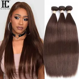Synthetic Wigs #4 Straight Bundles Human Hair Weave Bundles Dark Brown Brazilian Weave 1/3/4 PCS 100% Remy Hair 8-40 Inch zln240222