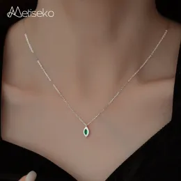 ネックレスMetiseko 925 Sterling Silver Horus 'Eye Pendant Choker Necklace Plated 14K Gold Emerald Color Cubic Zircon Women's Fine Jewelry