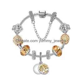 Charm Armbänder Gold Charm Perlen Armband 925 Silber Herz Kristall Armbänder Stränge Baum Leben Anhänger Perlen Armreif Frauen Mädchen Mode Dhrc3