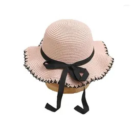 إكسسوارات الشعر Girlymax Baby Girls Boutique Kids Straw Straw Sun Hat Seaside Vacation