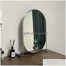 Speglar makeup vägg spegel badrum design skrivbord stående koreansk frisör oval miroir väggmålning hus dekoration 230609 droppleverans dhg3r