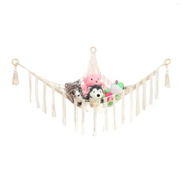 Sacos de armazenamento Grande montagem na parede macrame para crianças quarto decoração de casa animal de pelúcia canto pendurado rede de brinquedo de pelúcia com ganchos