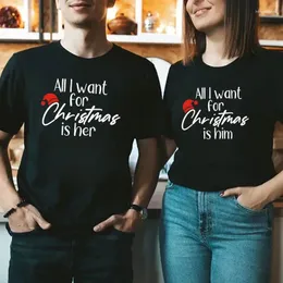 Kadın Tişörtleri Taç Noel Mektubu Kısa Kollu Tee Giysileri Tek İstediğim Baskı Aşıkları Tshirt Moda Çift T-Shirt