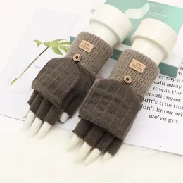 Gloves, alpaca, knitted flap half finger riding, gloves, winter warmth, cold protection, exposed finger wool