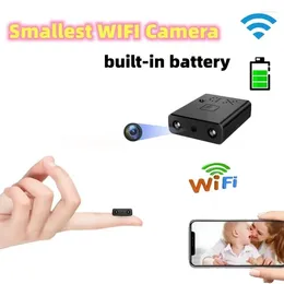 Videocamere Mini videocamera 1080P HD WIFI Batteria incorporata Videocamera per visione notturna IR Videocamera per monitoraggio remoto IP