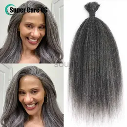 Synthetic Wigs Afro Kinky Straight Grey Locks Human Hair Bulk For Braiding Raw Brazilian Hair Remy Crochet Braids No Weft 50G 1PC zln240222