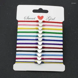 Charm Bracelets 12Pcs/Set 2024 Love Heart Bracelet Handmade Adjustable Lucky Red Thin Rope String For Women Men Cuff Jewelry