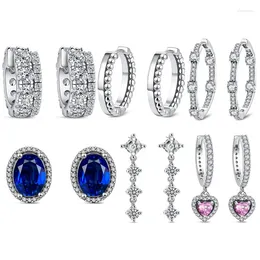 Dangle Earrings 925 Sterling Silver Hoop Earring Real Asymmetrical Heart For Women Fashion Jewelry Gift