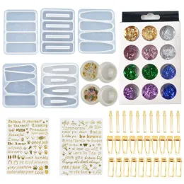 Equipments 1 Set Crystal Epoxy Resin Mold Hair Clip Barrette Casting Silicone Mould DIY Crafts Jewelry Hairpin Making Tools