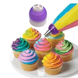 Cake Tools Icing Piping Bag Nozzle Converter Tri-color Cream Coupler Decorating For Cupcake Fondant Cookie