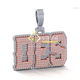 Vidhi Jewellery Ciondolo Hip Hop di fascia alta Bling Luxury Iced Out Moissanite 925 Sterling Silver Diamond Charm Personalizzato
