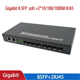 Fiber Optik Ekipman Medya Dönüştürücüsü 8SFP2E 2RJ45 IP Kamerası UTP SFP 8F2E için Gigabit Optik Anahtarı