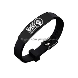 Jelly Black Lives Matter Bracelets Bangle For Men Women New Fashion American Protest Stainless Steel Sile Letters Bracelet Jewelry Dr Dhcat