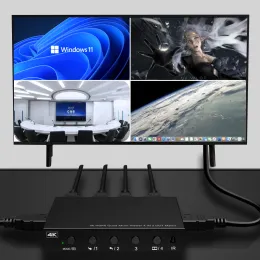 Cables Quad Multiviewer 4K HDMI Splitter Switch HDMI Matrix 4x2 Hub 4 Way for PC Game Monitor Office Real Time Seamless at One Screen