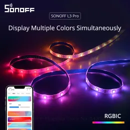 Kontroll Sonoff L3 Pro Smart LED -strip Light WiFi LED RGBIC -lampor Flexibel Lamp Tape visar flera färger samtidigt musikläge