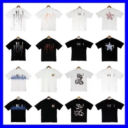 SS Neues MiriT-Shirt mit Rundhalsausschnitt, Leder, Buchstabenstickerei, bunt gesprenkelter Graffiti-Buchstabendruck, kurzärmelige T-Shirts, lockere T-Shirts für Herren und Damen, Top-Kleidung