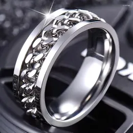 Cluster Ringe Jisensp Edelstahl Mehrfarbige Kette Spinner Fingerring Rotierende Angst Zappeln Für Männer Punk Modeschmuck Geschenk