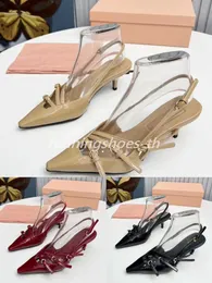 Nuovi sandali Slingback Décolleté con tacco conico tacco 5,5 CM gattino Hee Suola in cuoio Scarpe eleganti da donna di design di lusso Scarpe da festa per feste Scarpe da sera con scatola