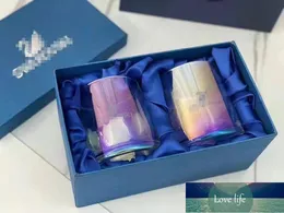 디자이너 간단한 패션 위스키 커플 컵 사다리꼴 자연 라운드 디자인 와인 유리 두 선물 상자