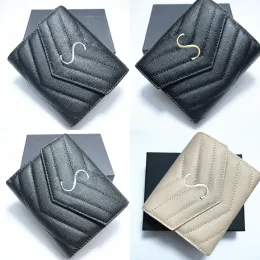 Designer Bags Womens Men Leather Folding Quilted Caviar Card Holders Coin Purses Key Wallets Passport Luxury Holders Key Pouch Keychain Pocket Organizer