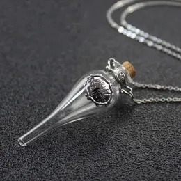 Halsketten Felix Felicis Zaubertrank Glasflasche für Halskette Flüssigkeit Glücksflasche Anhänger Wunschflaschen Fläschchen Film Schmuck DIY Geschenk