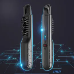 Ferri da stiro senza fili portatili elettrici ricaricabili da uomo spazzola per barba rapida mini piastra per capelli pettini caldi per uomo donna