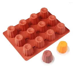 Baking Moulds 12 Cavity Silicone Mold Canneles Bordelais Fluted Cake Muffin Cupcake Tray Dessert Pastry Decorating Tools