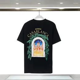 Casa Casablanca Letter Men's T Shirts harajuku tryck logotyp svart skjorta hög kvalitet män kvinnor bomull casual mode tee 210