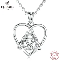 المعلقات Eudora 925 Sterling Silver Witch Celtics Knot Pendant for Women Man Heart Witchcraft Necklace Wicca Jewelry Giftion Gift