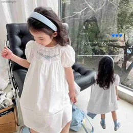 Vestidos da menina congme 3-8 anos meninas roupas vestido crianças moda puff mangas bonito branco vestido de princesa saia muito macia para crianças